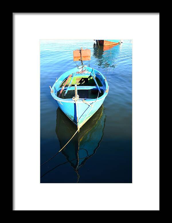 Boat Framed Print featuring the photograph Italy - La Spezia Harbor - Colorful Fishing Boats by Anama Art 