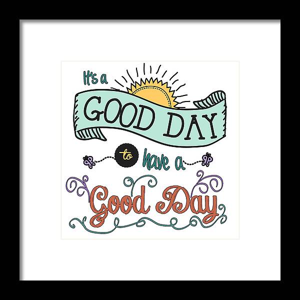 Vintage Framed Print featuring the drawing It's a Good Day with Color by Jan Marvin by Jan Marvin