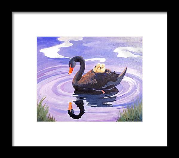 Black Swan Framed Print featuring the painting It's About Love Not Color by Susan McNally