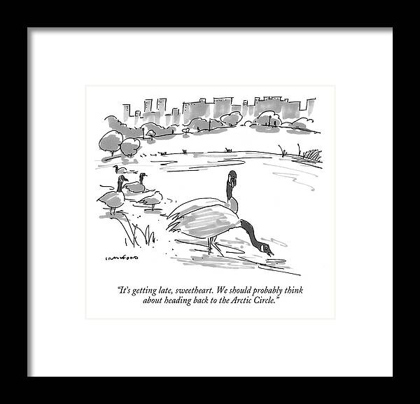 Animals Framed Print featuring the drawing It's Getting Late by Michael Crawford