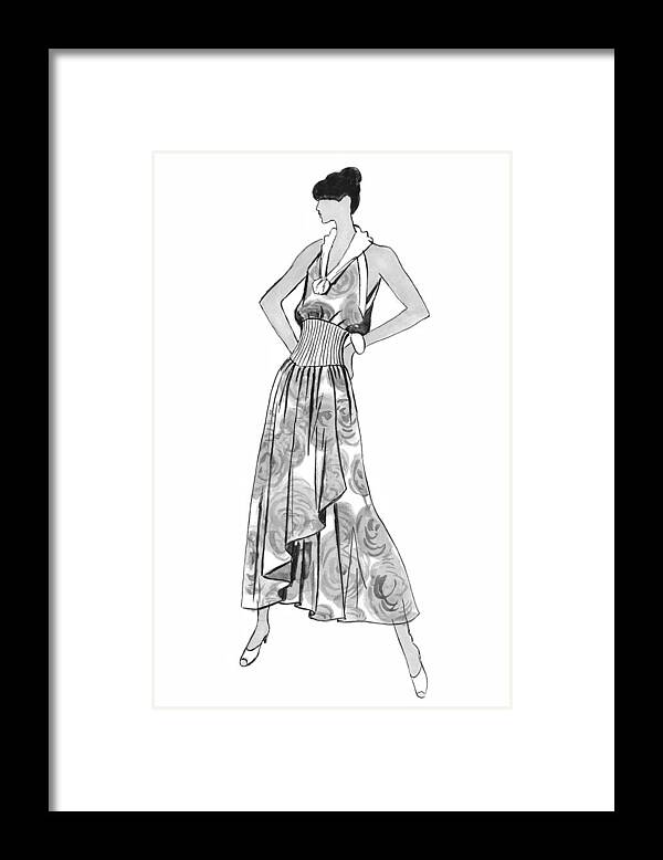 Fashion Illustration Framed Print featuring the drawing It's Sarong It's Right by Sarah Parks
