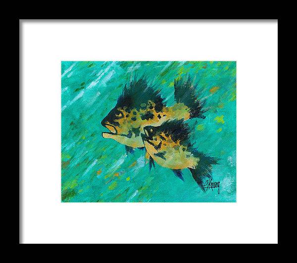 Fish Framed Print featuring the painting It's Up There by Stan Kwong