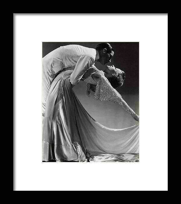 Dance Entertainment Studio Shot Two People People Standing Dancer Dancing Dipping Jack Holland June Hart Dress 20-24 Years Young Adult 20s Adult Female Young Woman Young Adult Woman Male Young Man Young Adult Man Looking At Each Other Bending Over #condenastvanityfairphotograph Framed Print featuring the photograph Jack Holland And June Hart Dancing by Horst P. Horst