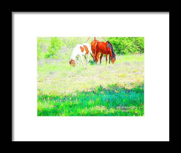 Horse Framed Print featuring the digital art Jack Smokey and Camelot Texas Spring A by Robert Rhoads