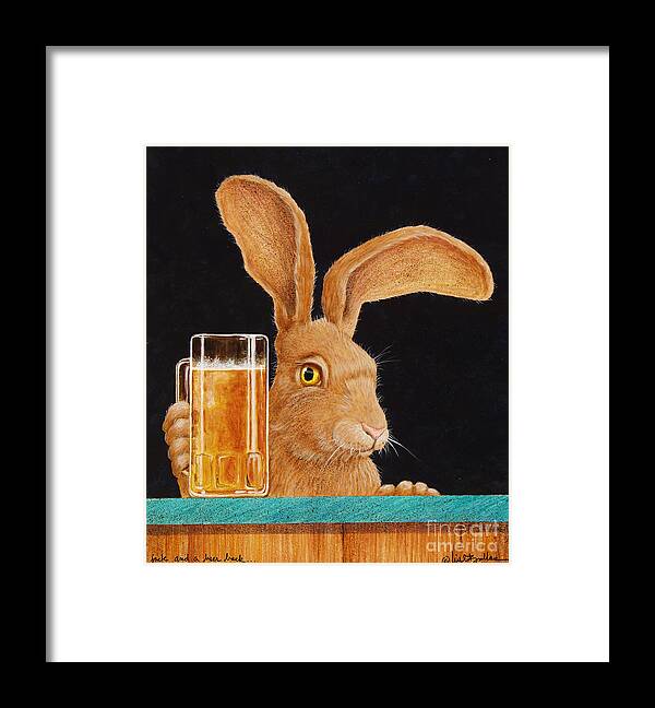 Will Bullas Framed Print featuring the painting Jack with a beer back... by Will Bullas