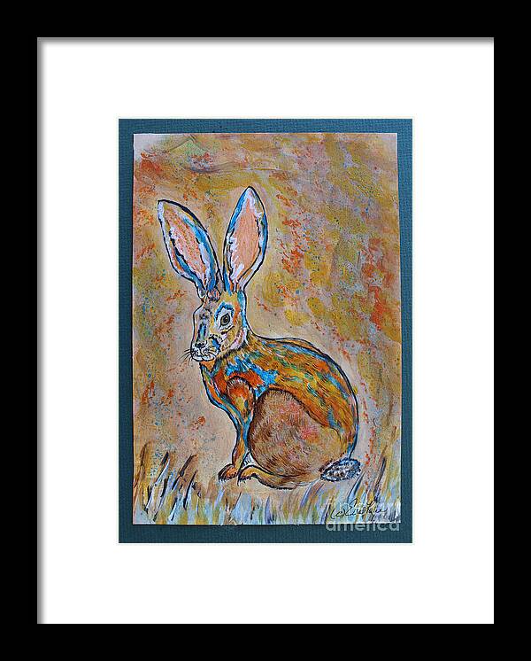 Rabbit Framed Print featuring the painting JackRabbit by Ella Kaye Dickey