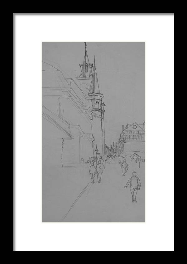 New Orleans Framed Print featuring the drawing Jackson Square New Orleans by Jani Freimann