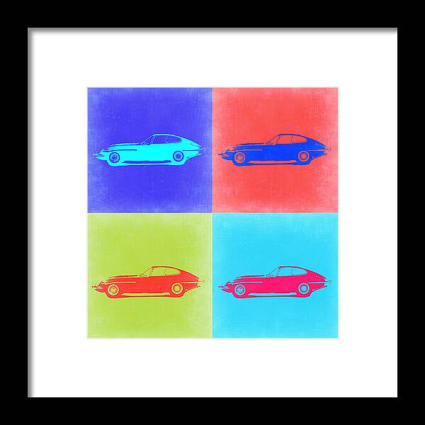 Jaguar E Type Framed Print featuring the painting Jaguar E Type Pop Art 2 by Naxart Studio