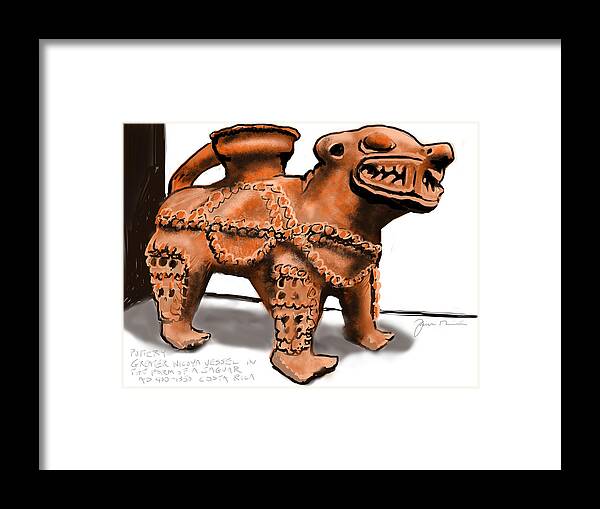 Pottery Framed Print featuring the painting Jaguar Pottery by Jean Pacheco Ravinski