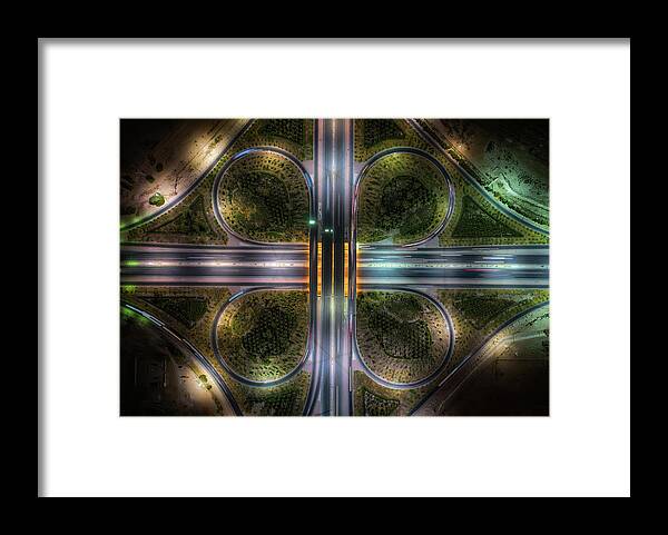 Aerial Framed Print featuring the photograph Jahra Road by Faisal Alnomas
