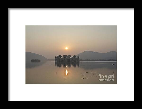 Sunrise Framed Print featuring the photograph Jal Mahal in sunrise by Elena Perelman