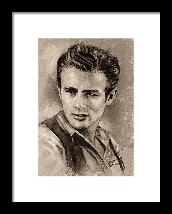 James Dean Framed Print featuring the drawing James Dean by Viola El