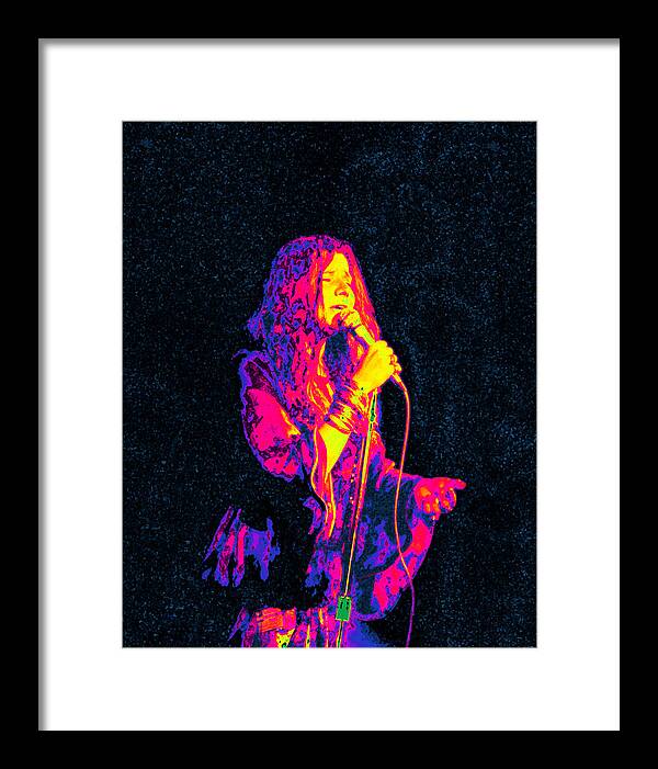 Musician Framed Print featuring the digital art Janis Joplin Psychedelic Fresno by Joann Vitali