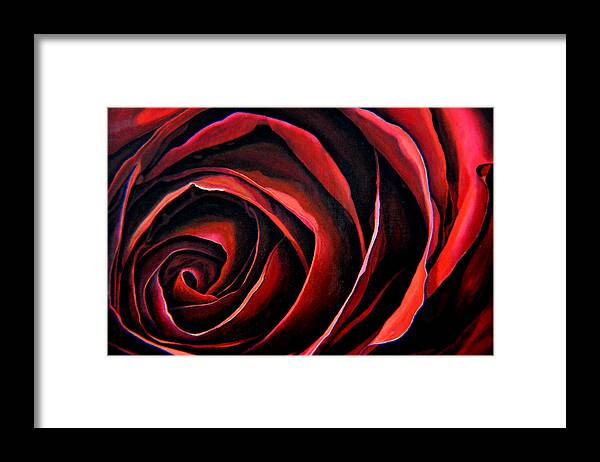 Red Rose Framed Print featuring the painting January Rose by Thu Nguyen