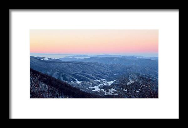 Pink Framed Print featuring the photograph January Snowy Sunset by Cynthia Clark