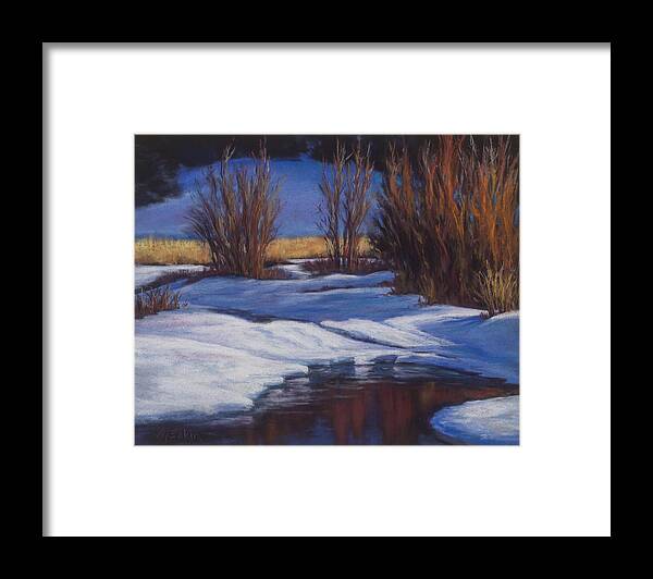 Evergreen Colorado Framed Print featuring the painting January Thaw by Marjie Eakin-Petty