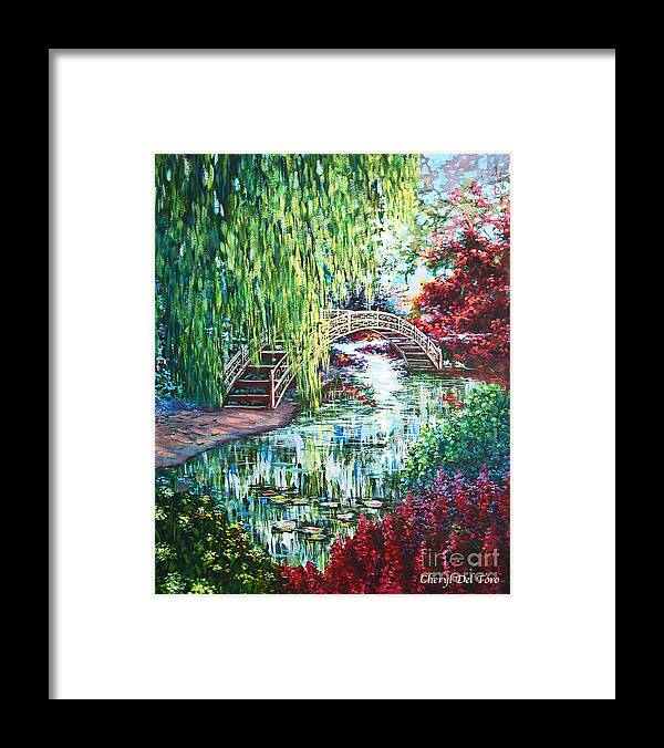 Japanese Garden Framed Print featuring the painting Japanese Garden by Cheryl Del Toro