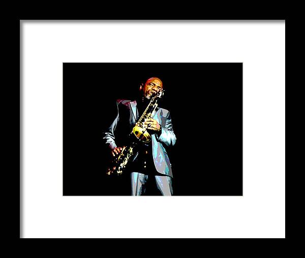 Jazz Framed Print featuring the painting Jazzman by Deena Stoddard
