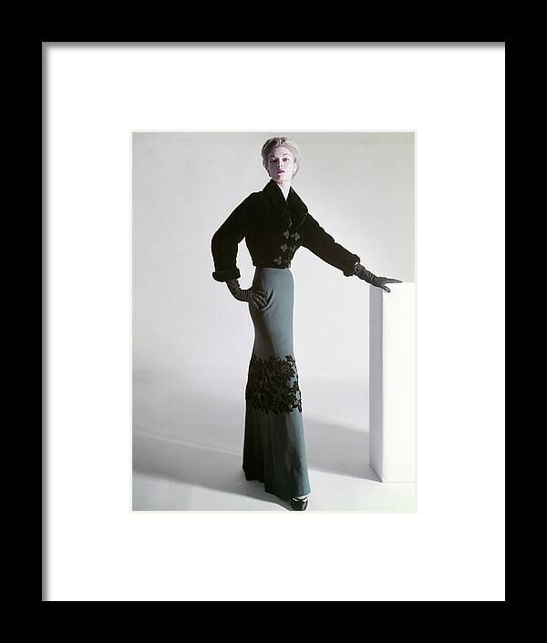 Full-length Framed Print featuring the photograph Jean Patchett Wears A Mainbocher Jacket by Horst P. Horst
