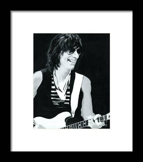 Contemporary Framed Print featuring the painting Jeff Beck-Emotion and Commotions by Tanya Filichkin