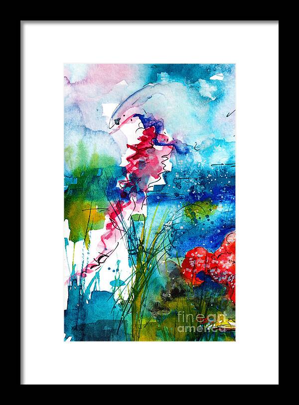 Jellyfish Framed Print featuring the painting Jellyfish Watercolor by Ginette Callaway