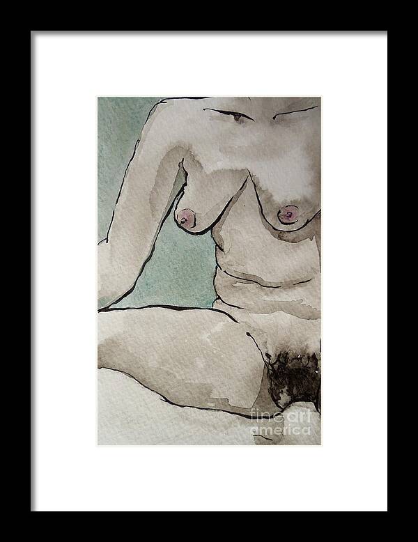 Nude Framed Print featuring the drawing Jenny by M Bellavia