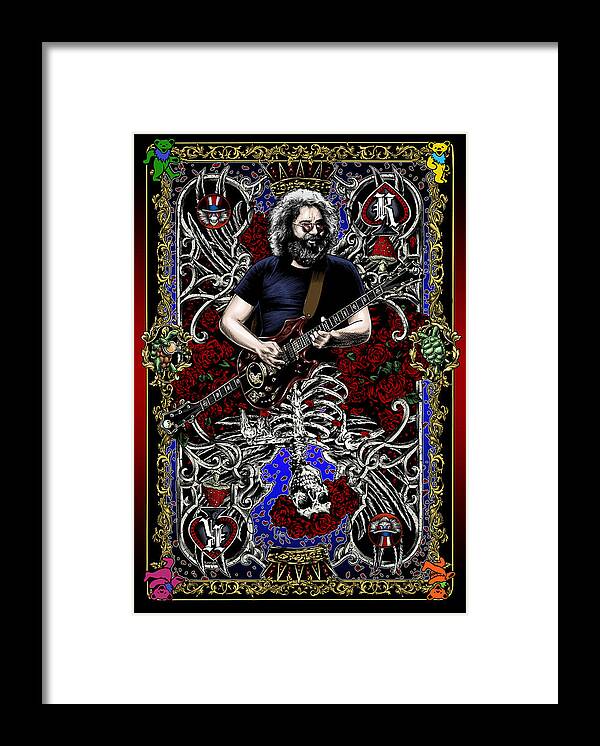 Jerry Garcia Framed Print featuring the drawing Jerry Card by Gary Kroman