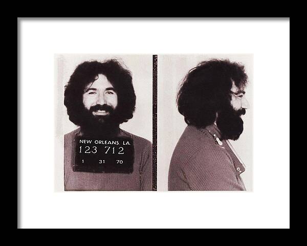 Jerry Framed Print featuring the photograph Jerry Garcia Mugshot by Digital Reproductions