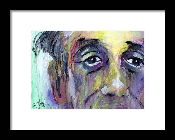 Portrait Framed Print featuring the mixed media Jerry by Jim Vance