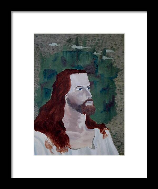 Oil Framed Print featuring the painting Jesus Christ by Susan Roberts