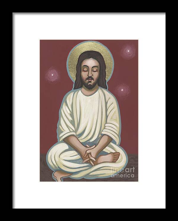 A Meditating Jesus? Father Bill Depicts Jesus In The Lotus Position Framed Print featuring the painting Jesus Listen and Pray 251 by William Hart McNichols