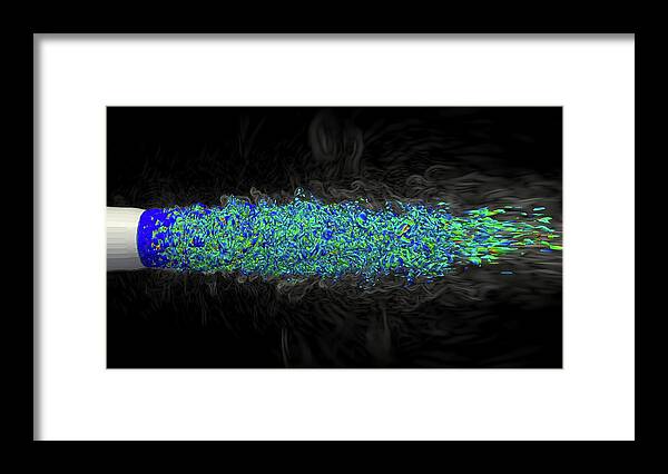 Flow Framed Print featuring the photograph Jet Exhaust Nozzle Turbulence Modelling by Argonne National Laboratory/science Photo Library