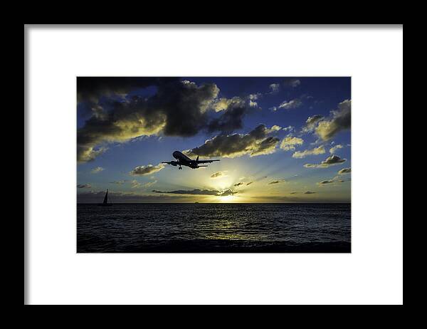 Jetblue Framed Print featuring the photograph jetBlue landing at St. Maarten by David Gleeson