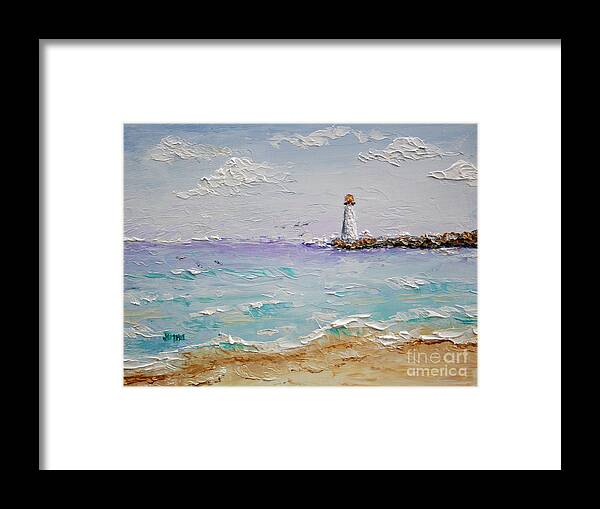 Lighthouse Framed Print featuring the painting Jetty Lighthouse by Jimmie Bartlett