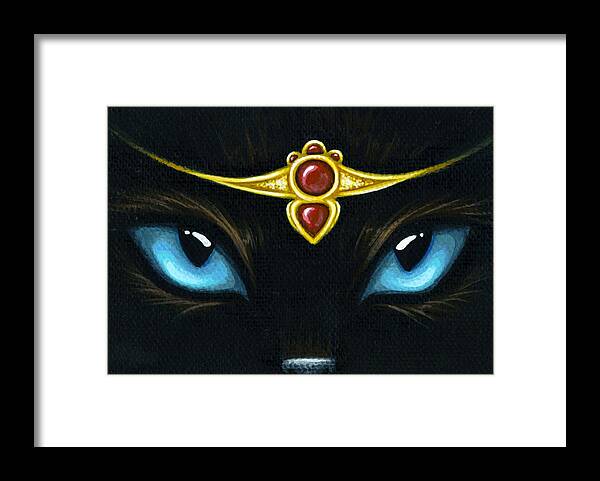 Jeweled Kitty Framed Print featuring the painting Jeweled Kitty Garnet by Elaina Wagner