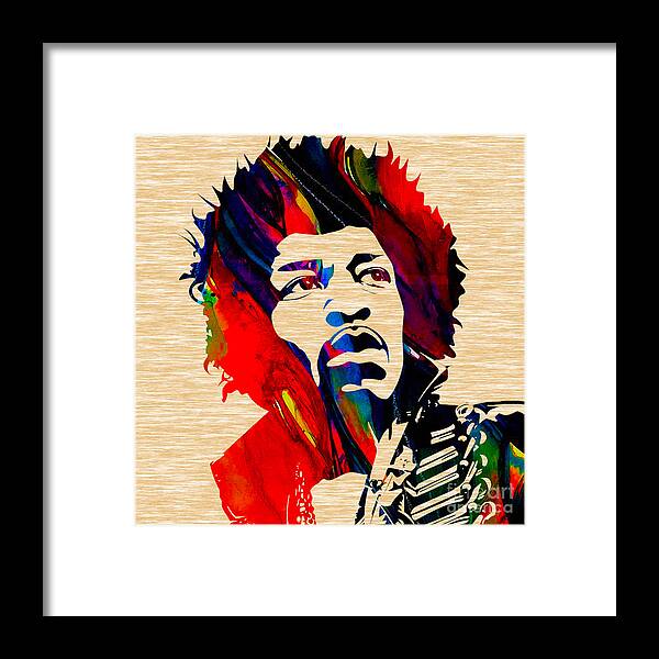 Jimi Hendrix Art Framed Print featuring the mixed media Jimi Hendrix Collection by Marvin Blaine
