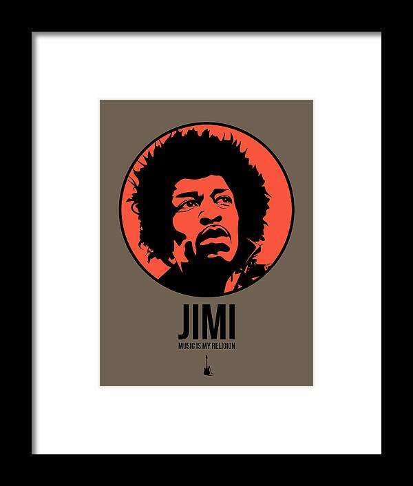 Music Framed Print featuring the digital art Jimi Poster 1 by Naxart Studio