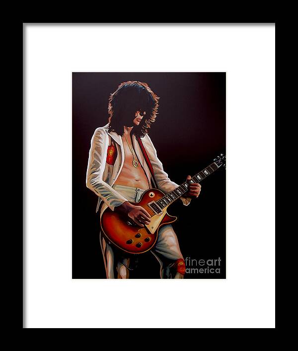 Jimmy Page Framed Print featuring the painting Jimmy Page in Led Zeppelin Painting by Paul Meijering
