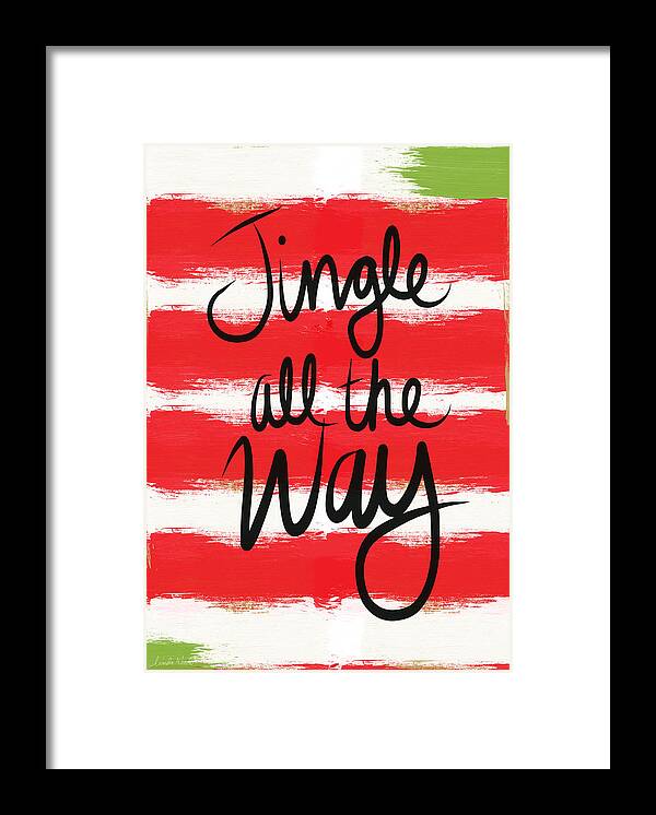 #faaAdWordsBest Framed Print featuring the mixed media Jingle All The Way- Greeting Card by Linda Woods