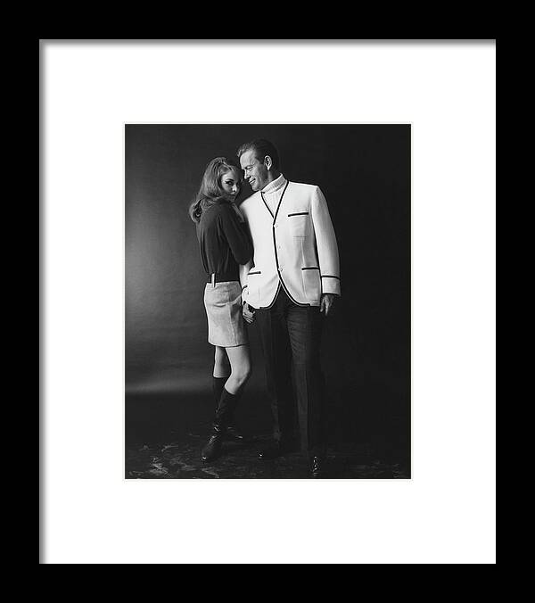 Fashion Framed Print featuring the photograph Joanna Pettet Posing With A Male Model by Leonard Nones