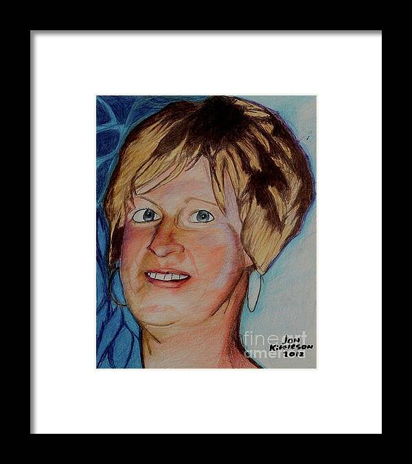 Portrait Framed Print featuring the drawing Jodi by Jon Kittleson