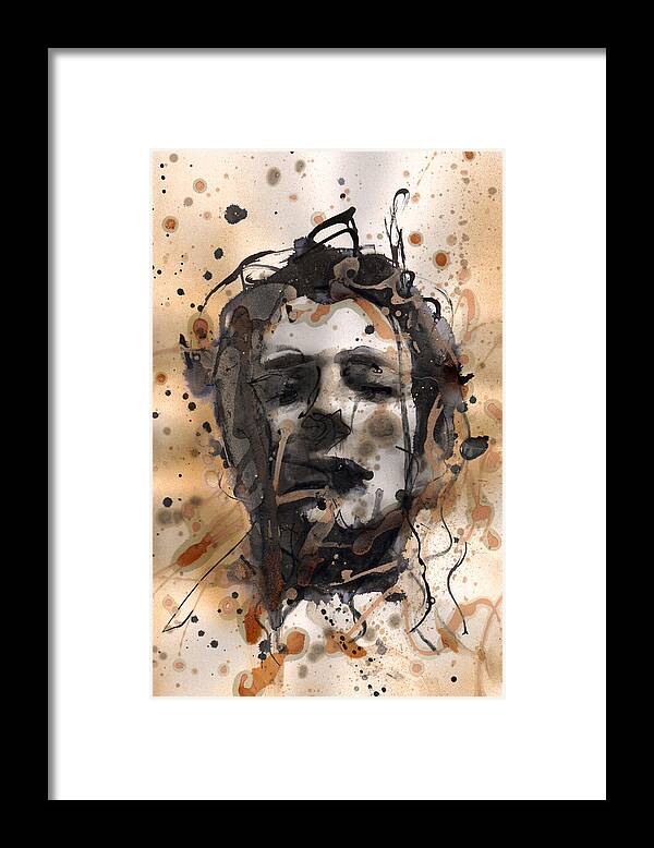 Joe Framed Print featuring the painting Joe Strummer by Ryan Hopkins