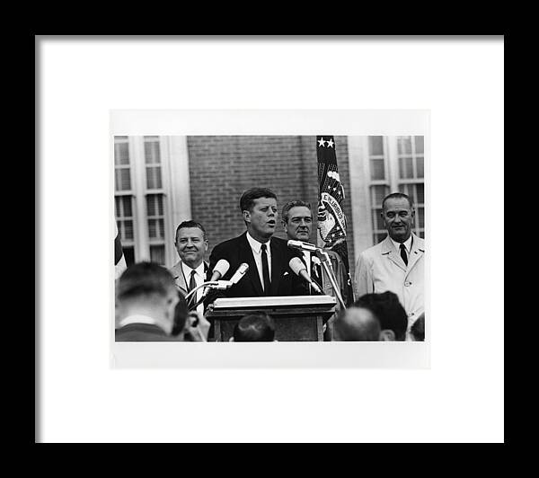 President Framed Print featuring the photograph John Kennedy in Fort Worth 11-22-63 by Retro Images Archive