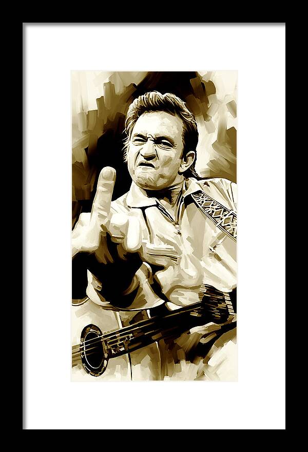 Johnny Cash Paintings Framed Print featuring the painting Johnny Cash Artwork 2 by Sheraz A