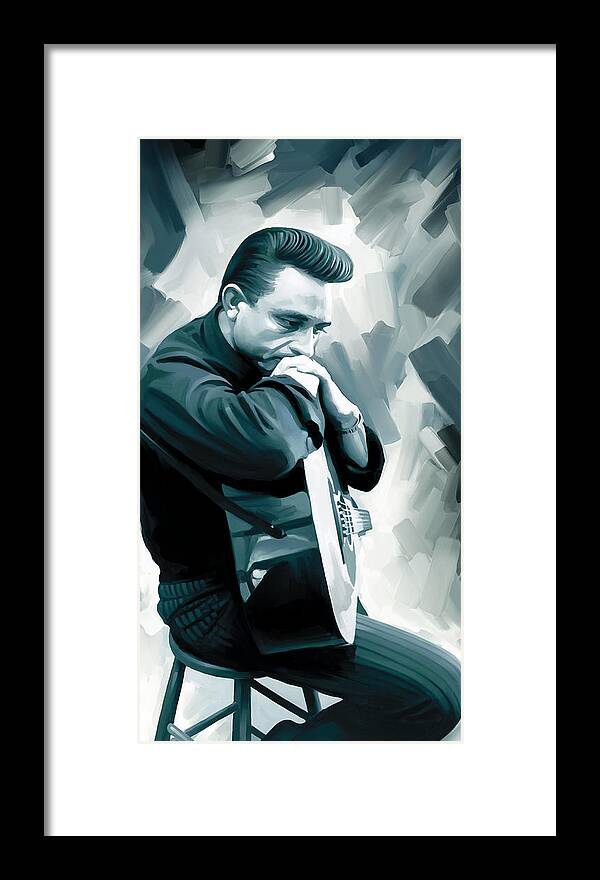 Johnny Cash Paintings Framed Print featuring the painting Johnny Cash Artwork 3 by Sheraz A