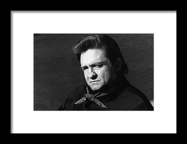 Johnny Cash Close-up The Man Comes Around Music Homage Old Tucson Az Walker Evans Dorothea Lange Great Depression Arkansas Book Of Revelation Hurt Video Framed Print featuring the photograph Johnny Cash close-up The Man Comes Around music homage Old Tucson AZ by David Lee Guss