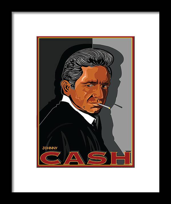 Johnny Cash Framed Print featuring the digital art Johnny Cash American Country Music Icon by Larry Butterworth