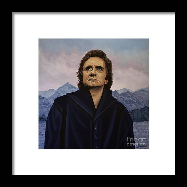 Johnny Cash Framed Print featuring the painting Johnny Cash Painting by Paul Meijering