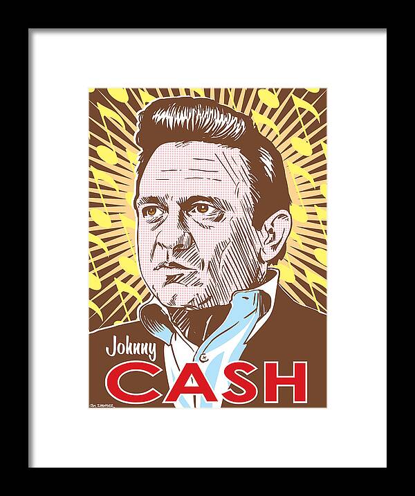 Outlaw Framed Print featuring the digital art Johnny Cash Pop Art by Jim Zahniser