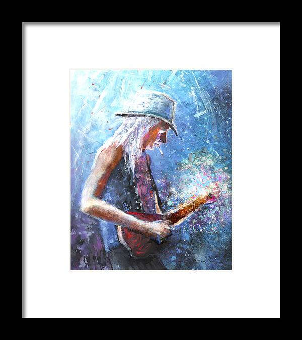 Music Framed Print featuring the painting Johnny Winter by Miki De Goodaboom